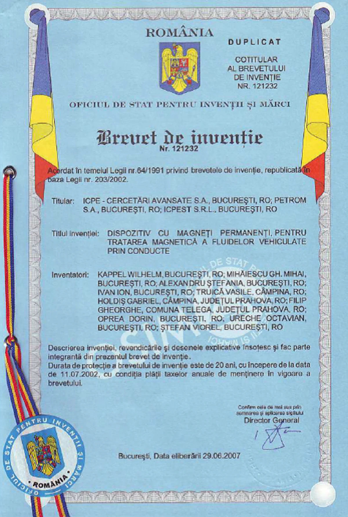 Tehnologie brevetată